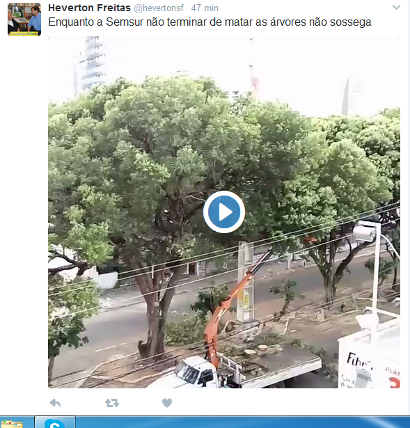 “Enquanto a Semsur não terminar de matar as árvores não sossega”, diz Secretário de Comunicação da PMN