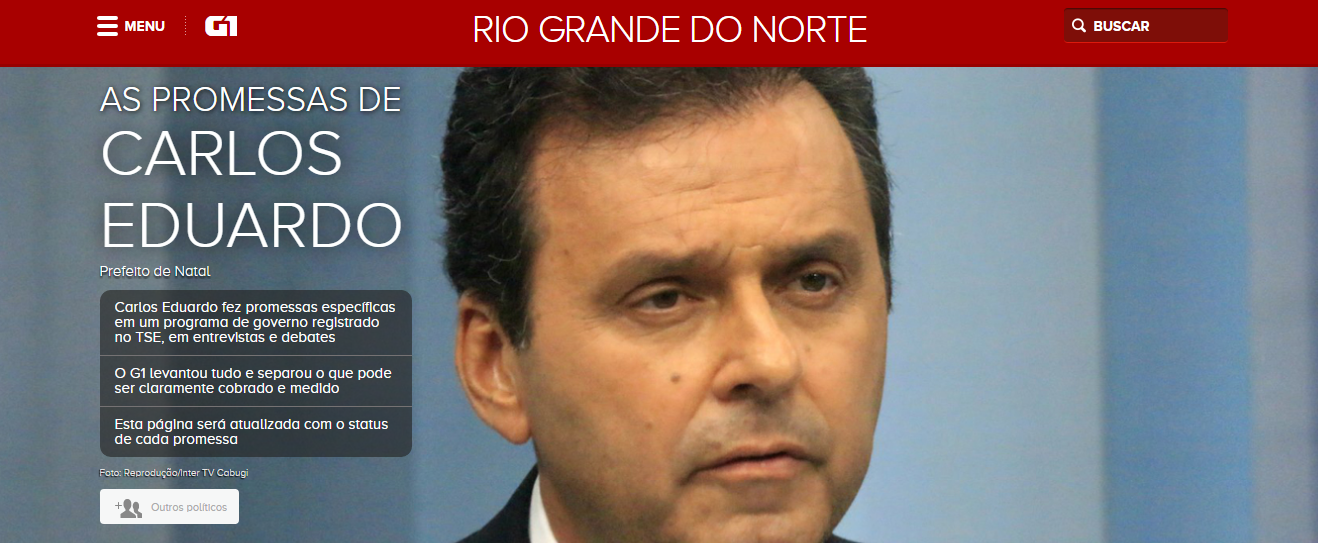 Vigiado: Intertv/G1RN anunciam que vão monitorar promessas de campanha de Carlos Eduardo