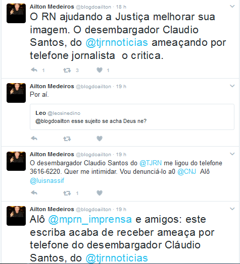 Polêmica: jornalista Ailton Medeiros diz que foi ameaçado pelo desembargador Cláudio Santos e promete denunciá-lo ao CNJ