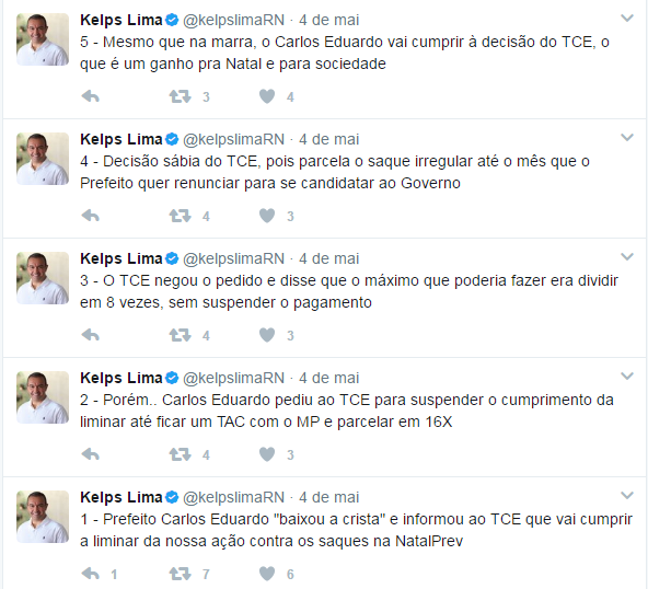 Kelps Lima diz que Carlos Eduardo “baixou a crista“, ao cumprir “na marra“ decisão do TCE sobre saque de recursos do Natal Prev