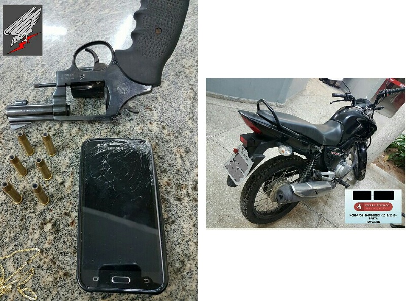 Polícia Militar apreende arma e recupera moto roubada após confronto em Natal