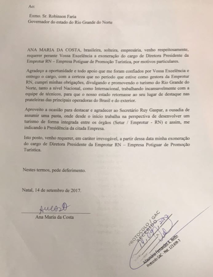 Aninha Costa pede demissão da presidência da Emprotur  “em caráter  irrevogável”