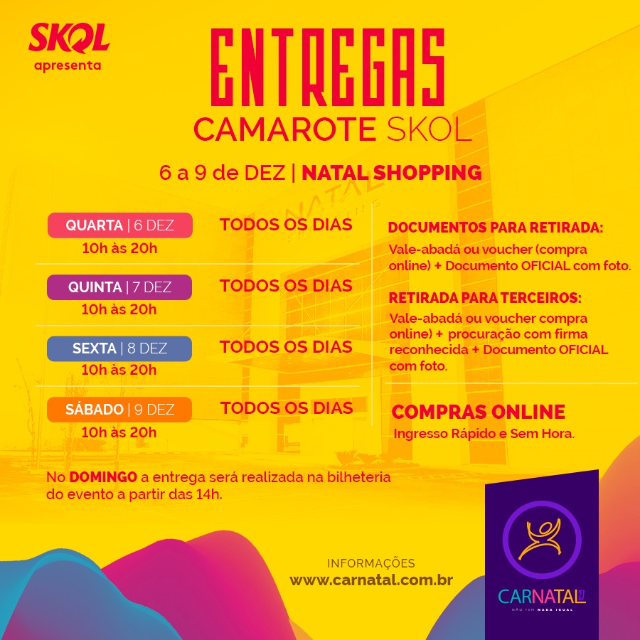 Entrega de abadás do Camarote Skol começa nesta quarta