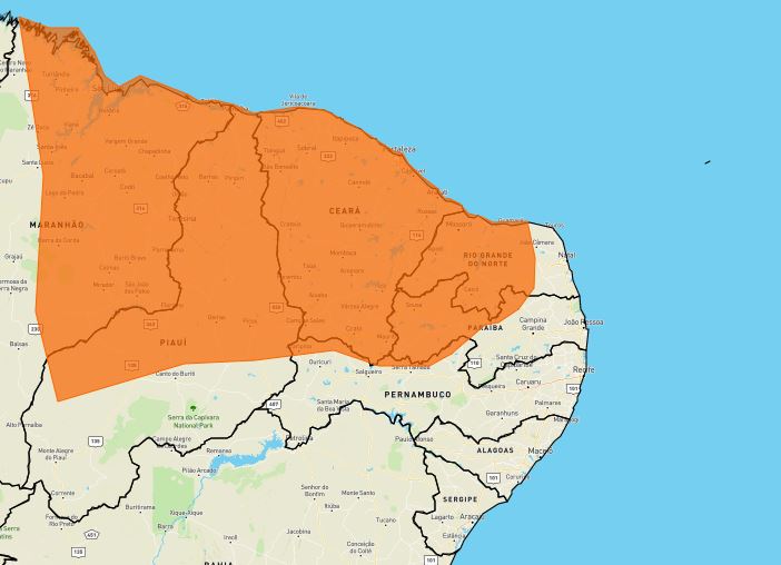 Alerta laranja: 120 municípios do RN podem ser atingidos por chuvas de até 100 milímetros e ventos de 100 km/h