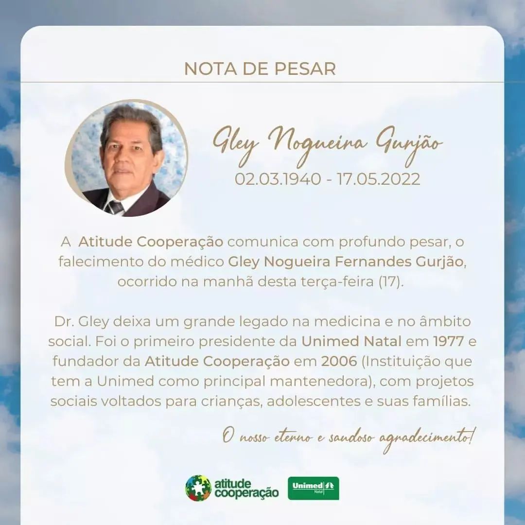 Entidades lamentam falecimento do médico Gley Nogueira, primeiro presidente da Unimed-Natal