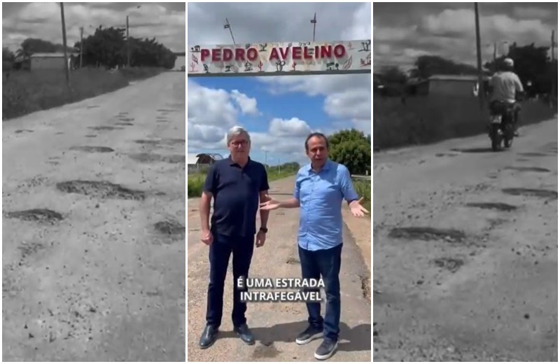 Ao lado do deputado Tomba, Fábio Dantas percorre estrada esburacada e mostra realidade no interior do RN: “Intrafegável”