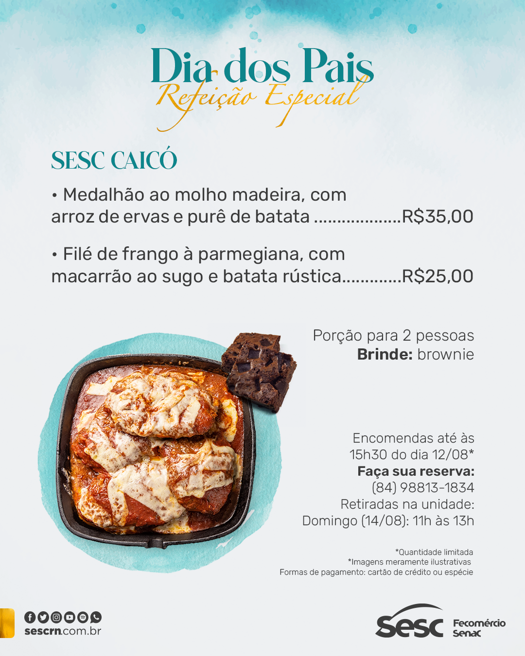 Restaurantes do Sesc RN oferecem pratos especiais para o Dia dos Pais