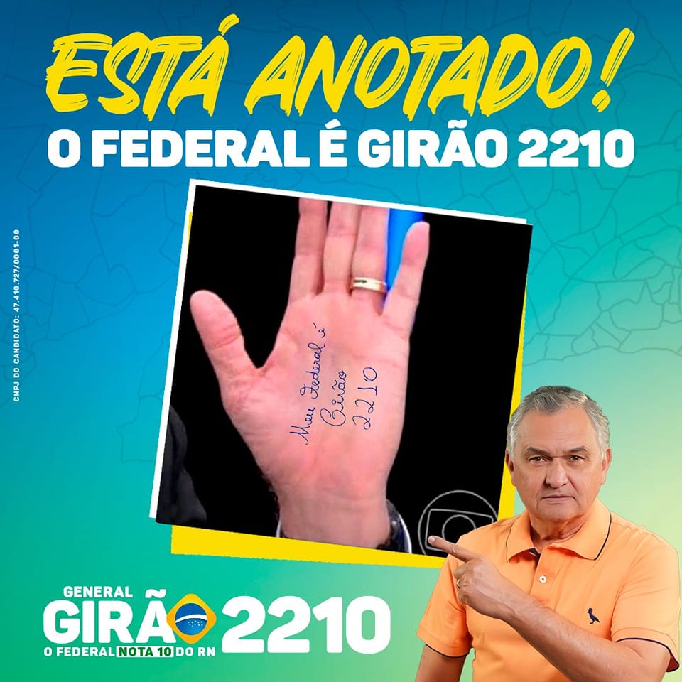 Em mais uma pesquisa, General Girão segue na liderança da direita