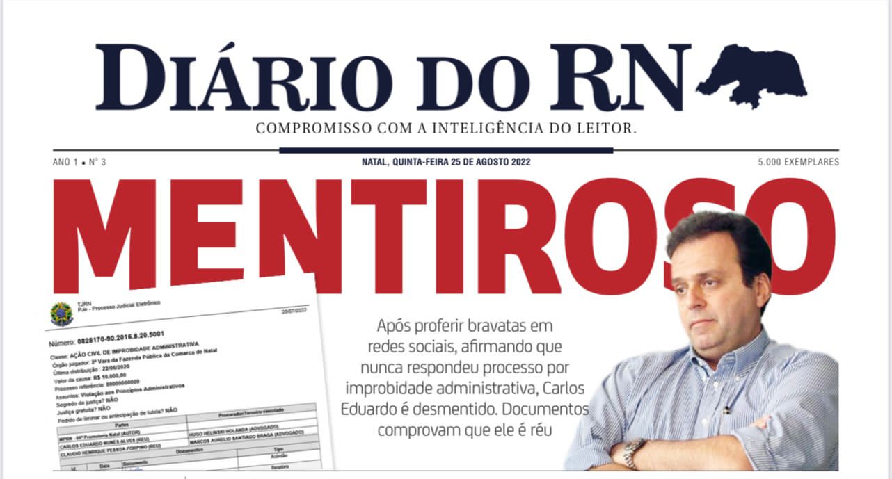 De “inimigo dos prefeitos” a “mentiroso”, Carlos Eduardo coleciona adjetivos que só desqualificam sua imagem como candidato ao Senado
