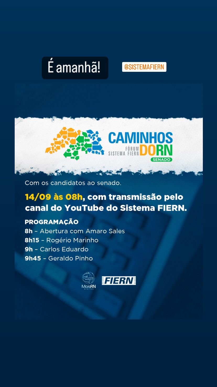 Candidatos ao Senado participam do Fórum Caminhos do RN a partir das 8h na FIERN