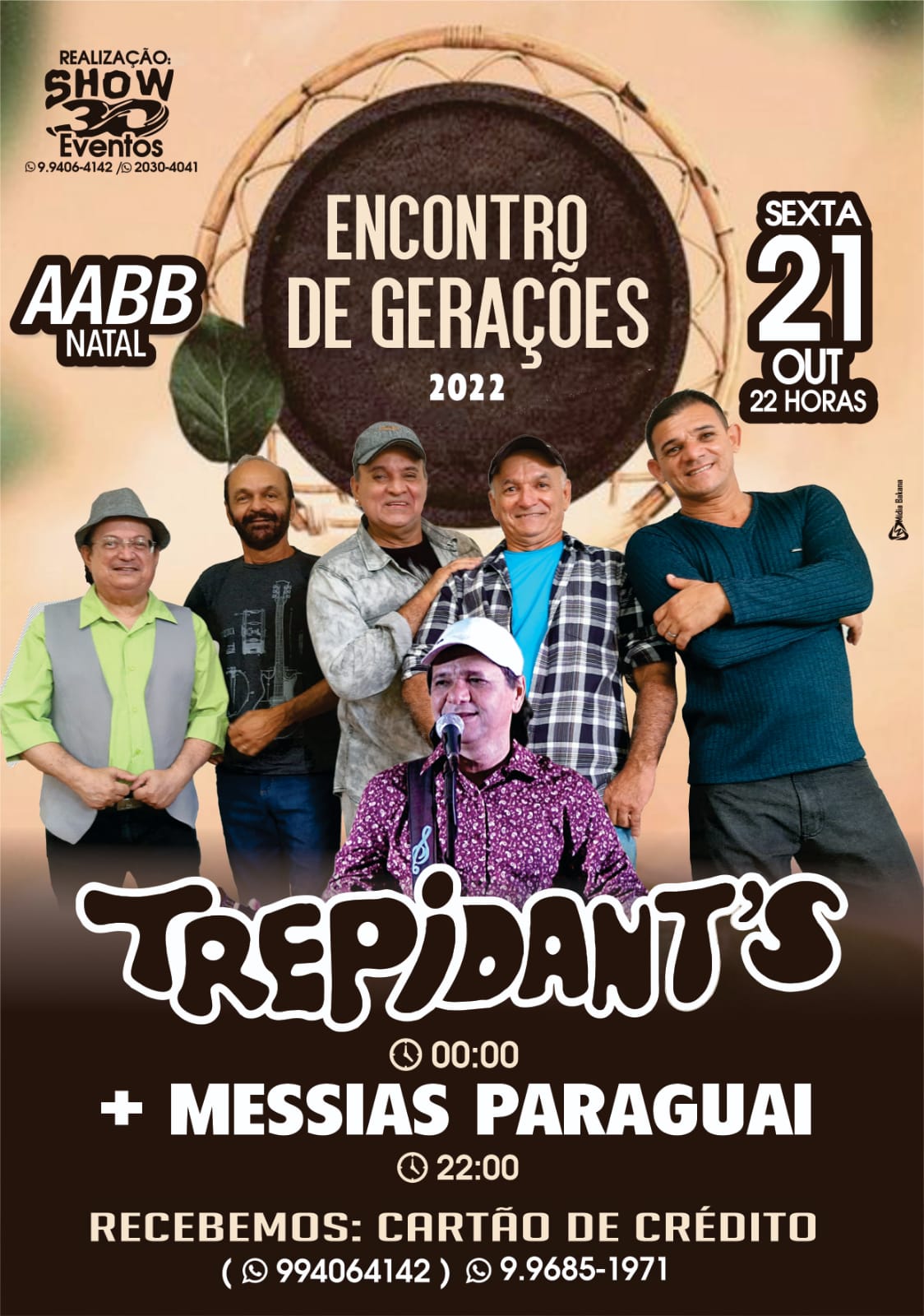Banda Trepidant’s e Messias Paraguai se apresentam na AABB Natal dia 21