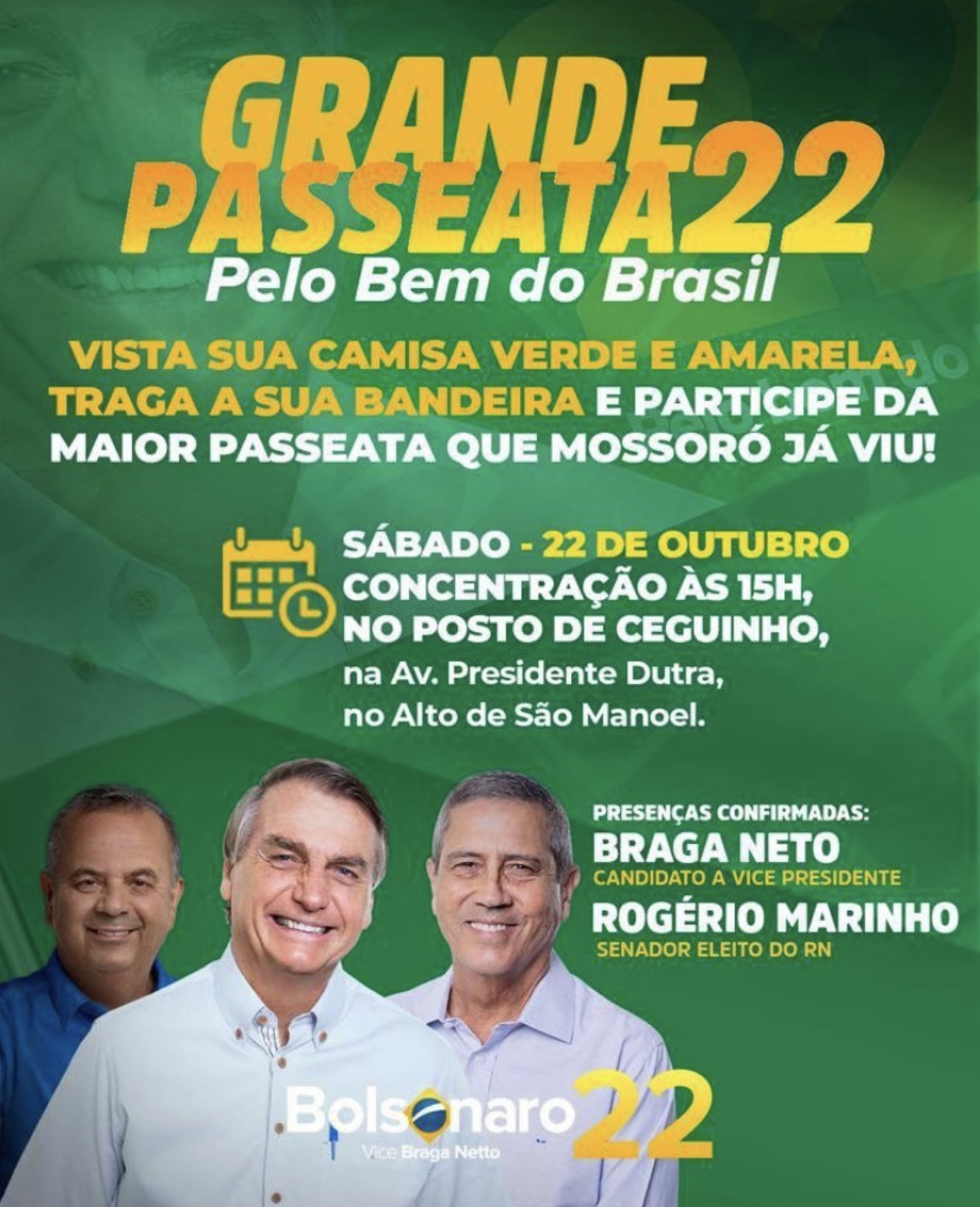 Vice na chapa de Bolsonaro, General Braga Netto confirma presença em ato político neste sábado em Mossoró