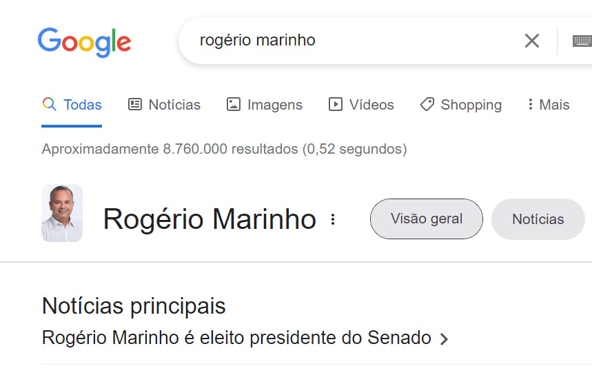 Google "elege" Rogério Marinho como presidente do Senado