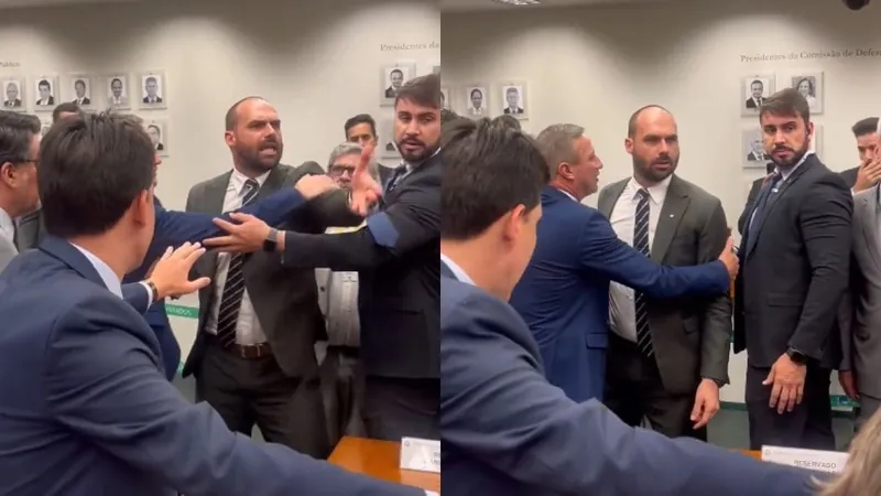 Eduardo Bolsonaro parte para cima de deputado que disse que facada do pai era fake: “teu c*, seu viado”