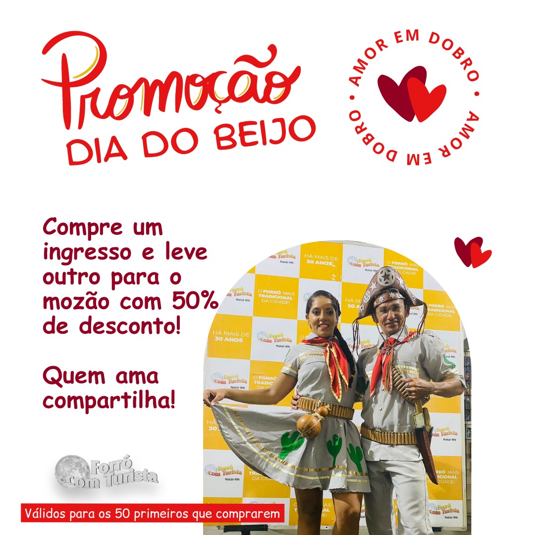 Forró com Turista realiza ação no Dia do Beijo na próxima quinta-feira