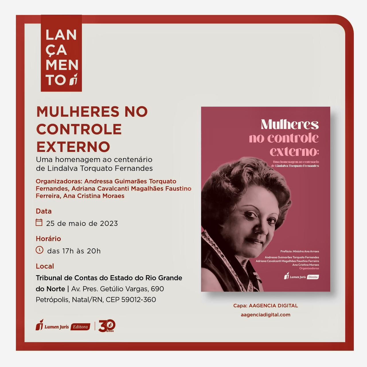 "Mulheres no Controle Externo" será lançado em homenagem ao centenário da conselheira Lindalva Torquato Fernandes