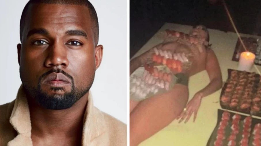 Famoso rapper Kanye West usa mulheres como bandeja humana em festa de aniversário