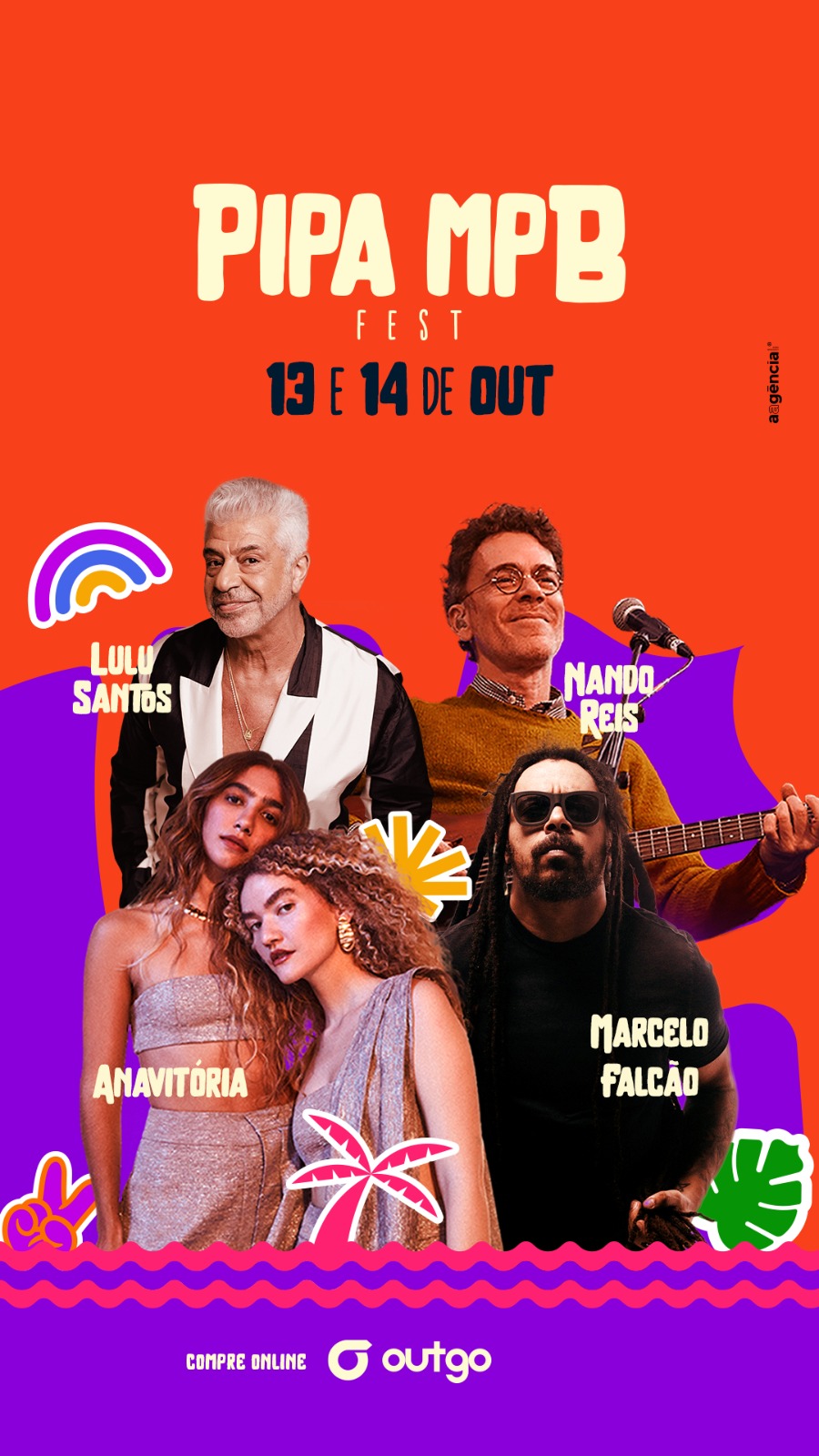 Lulu Santos, Nando Reis, Anavitória e Marcelo Falcão são atrações confirmadas da segunda edição do Pipa MPB Fest