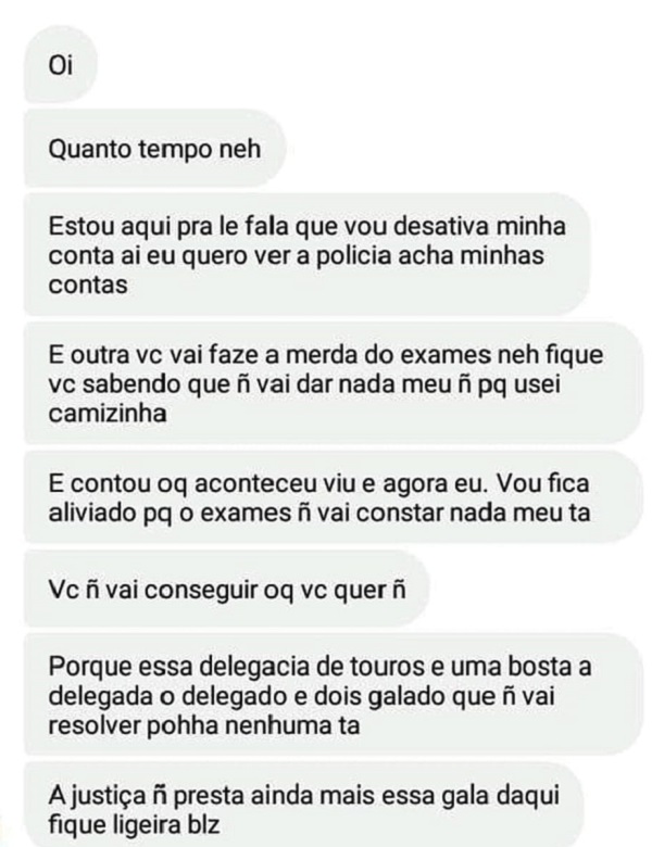 "USEI CAMISINHA": Suspeito de estupro debocha da vítima, ridiculariza delegados e diz que delegacia de Touros é "uma bosta"