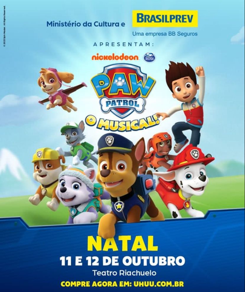 PATRULHA CANINA: musical “Corrida de Resgate” chega a Natal em outubro com apresentações no Teatro Riachuelo