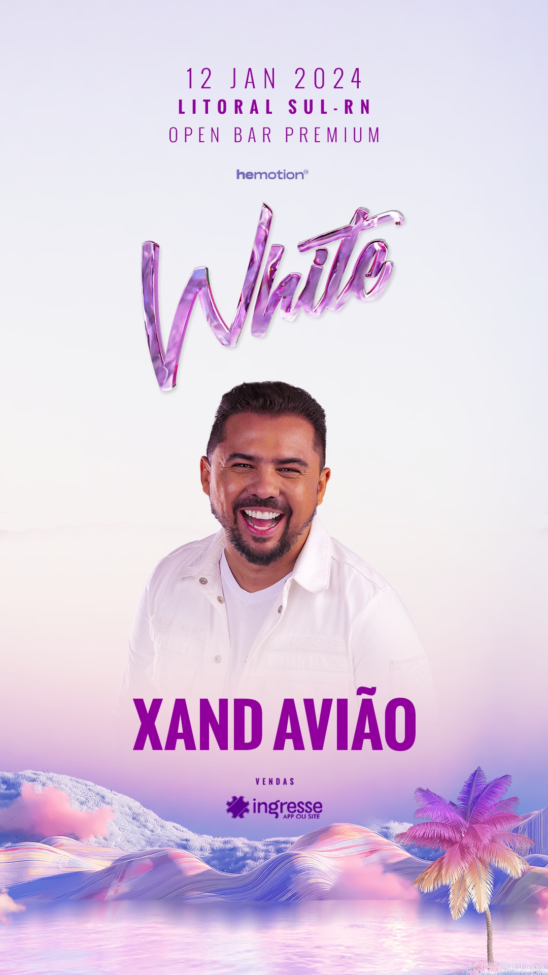 Sucesso na Hemotion White 2023, Xand Avião volta ao line-up e é a primeira atração confirmada da 17ª edição; pré-venda limitada já começou