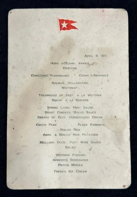 Menu do Titanic é leiloado por mais de R$ 490 mil; confira pratos