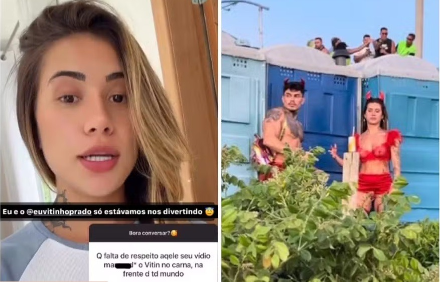 Após flagra em momento íntimo com o namorado no meio da rua, Miss Bumbum reage: “Não precisa desse estresse todo”