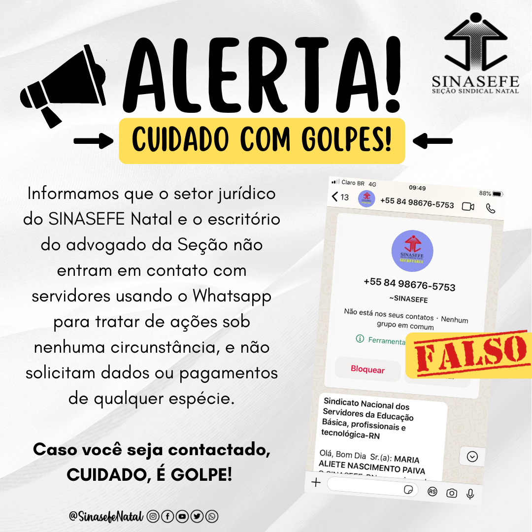 Criminosos estão praticando golpes em servidores do IFRN, alerta sindicato
