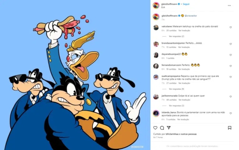 Gleisi Hoffmann ironiza e debocha de atentado sofrido por Trump