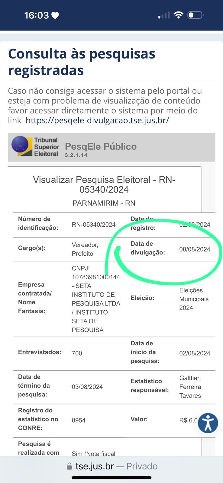 Bola de Cristal???? Nilda anuncia resultado de pesquisa em Parnamirim antes da publicação