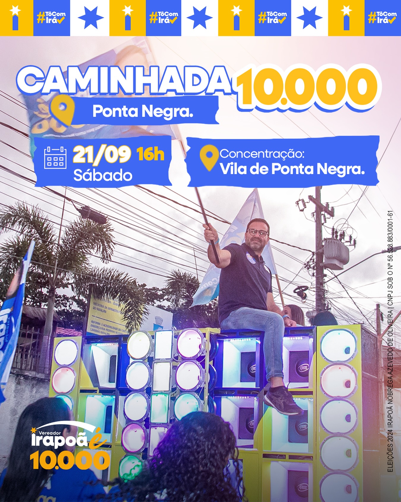 Candidato de destaque em todas as pesquisas de intenção de voto, Irapoã Nóbrega faz caminhada na Vila de Ponta Negra