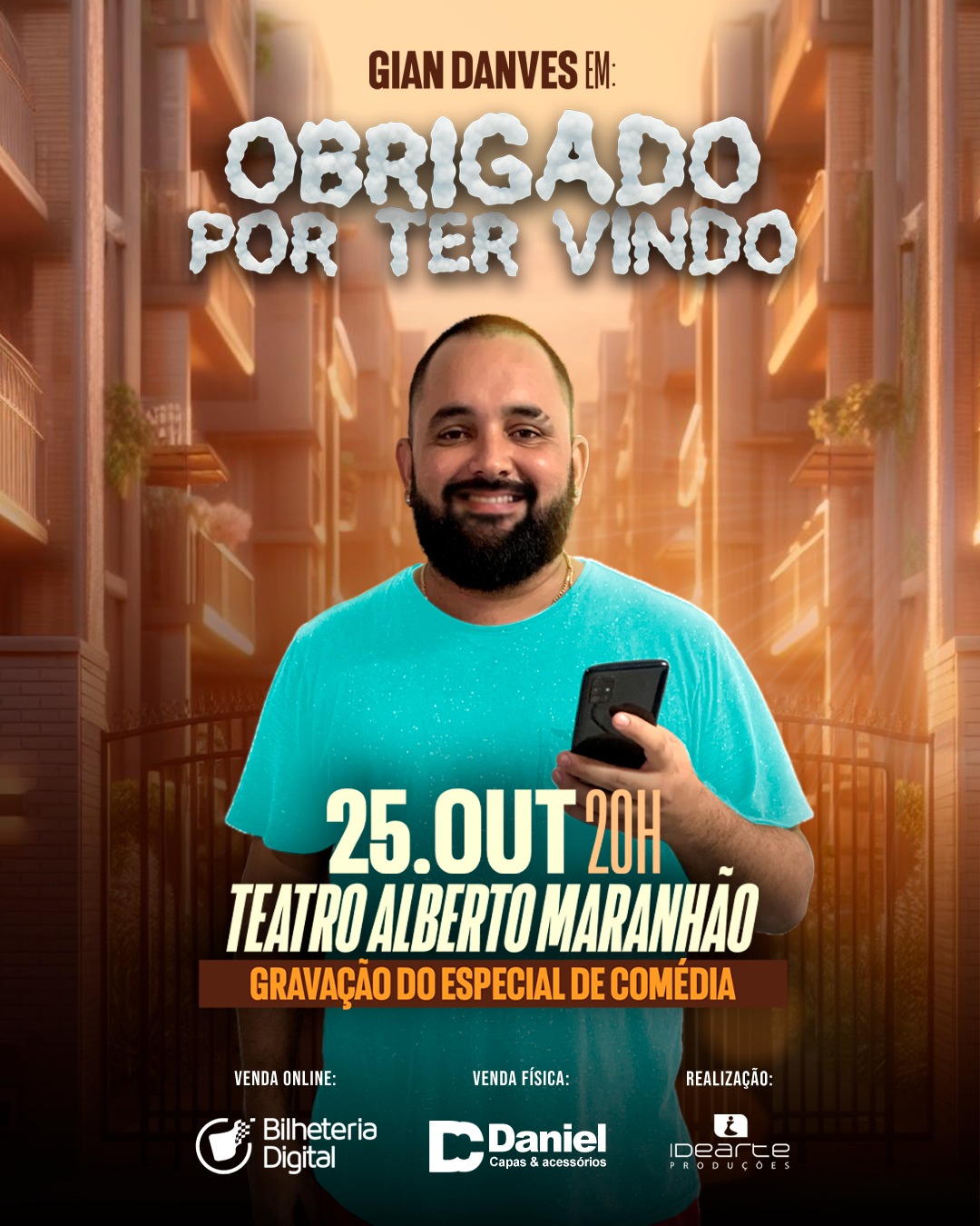 Humorista potiguar Gian Danves apresenta seu segundo solo de comédia "Obrigado Por Ter Vindo" no Teatro Alberto Maranhão