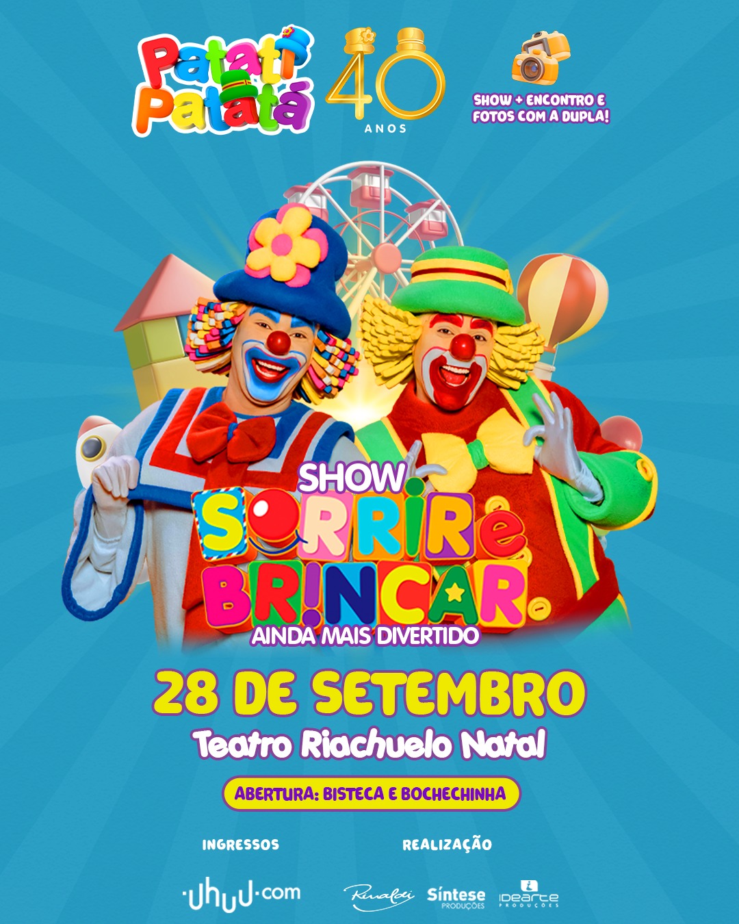 A dupla mais amada do Brasil, Patati Patatá celebra 40 anos em show histórico neste sábado no Teatro Riachuelo