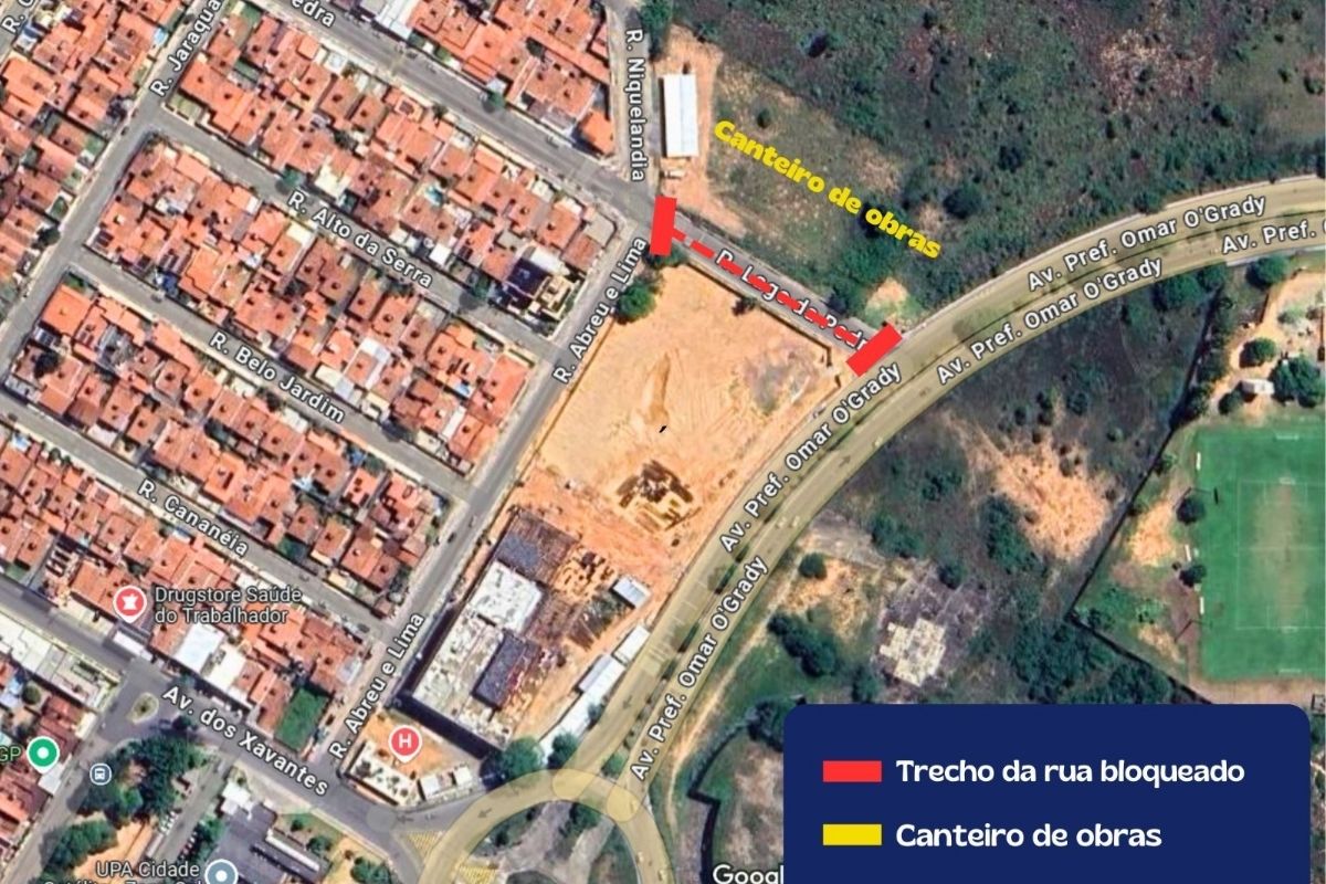 STTU bloqueia rua Lago da Pedra, no bairro Pitimbu, até agosto de 2025