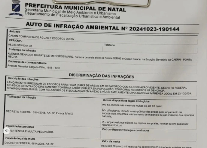 SEM DÓ E PIEDADE: Semurb promete rigor na apuração de derramamento de esgoto em Ponta Negra