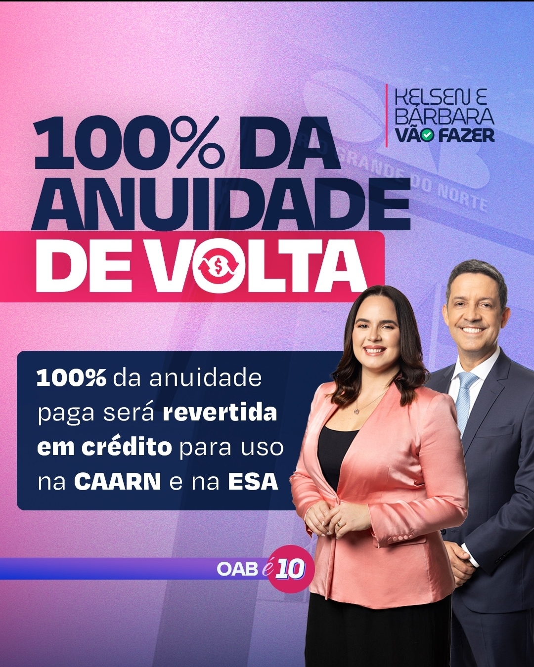 Anuidade de Volta: Chapa 10 propõe retorno de 100% do valor da anuidade em créditos para cursos da ESA e em serviços da CAARN