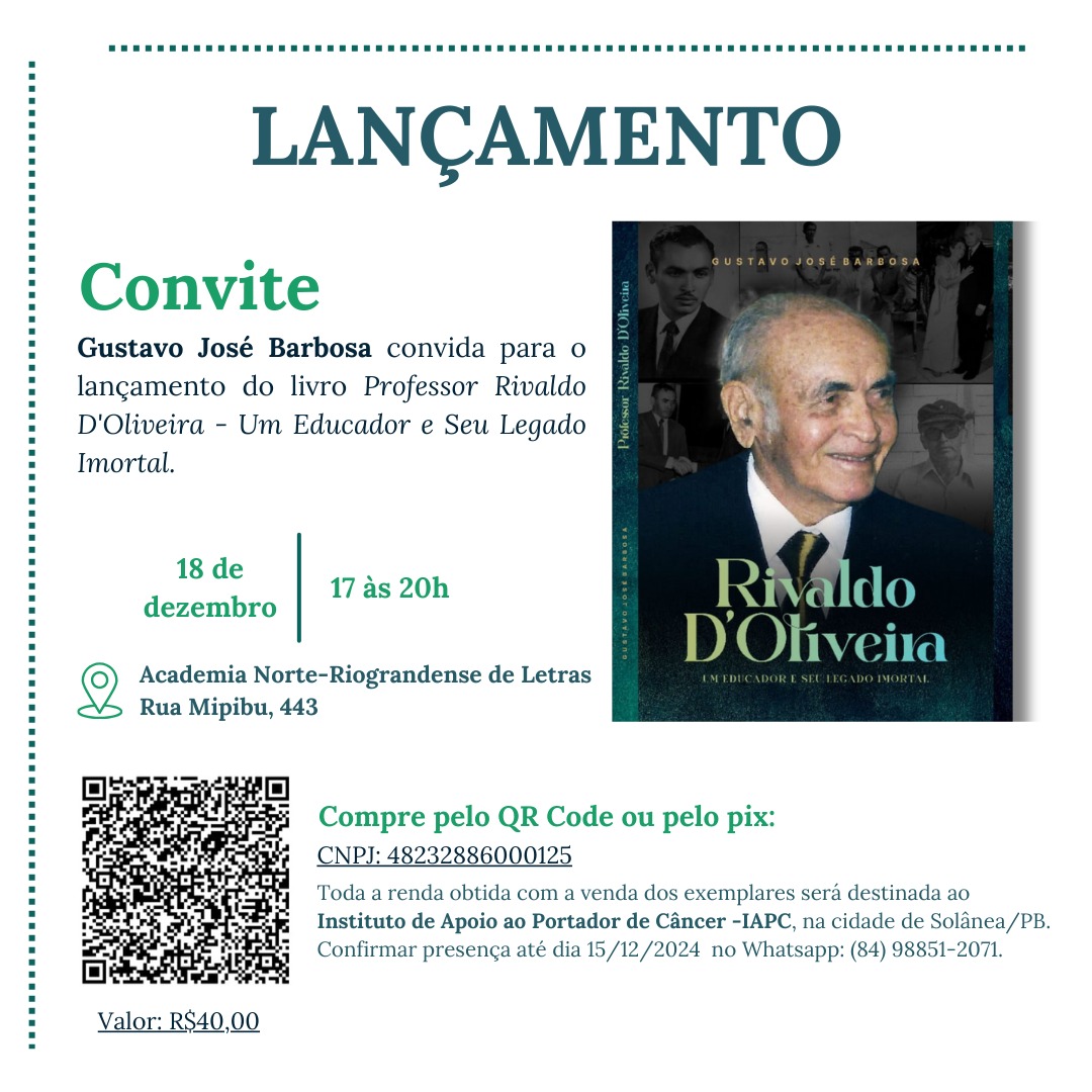 Livro sobre a história do professor Rivaldo D’Oliveira será lançado nesta quarta-feira