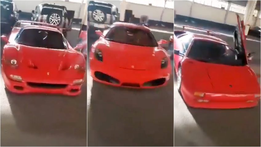 Rebeldes mostram o que seria coleção de carros de luxo de al-Assad: Ferrari, Lamborghini, Aston Martin e Rolls Royce