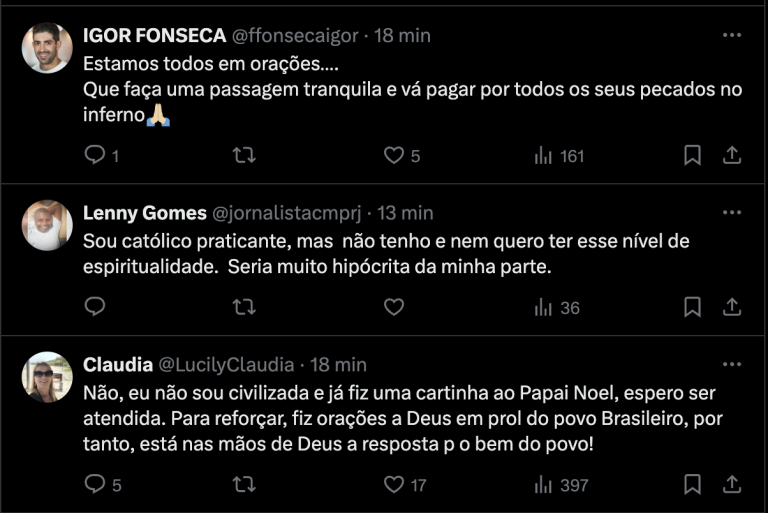 No X, Rogério Marinho deseja melhoras a Lula. Nos comentários, internautas torcem pela morte