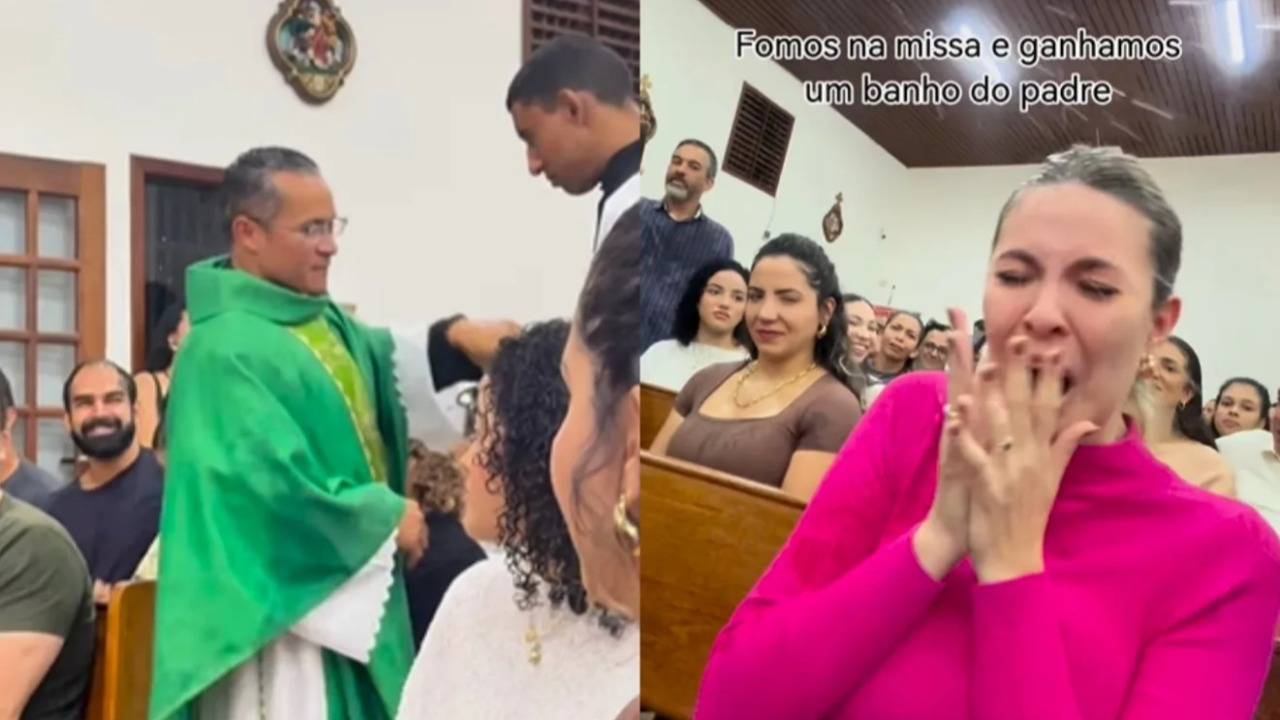 SE A MODA PEGA: Padre usa broxa de pintura para abençoar fiéis e divide opiniões; Assista