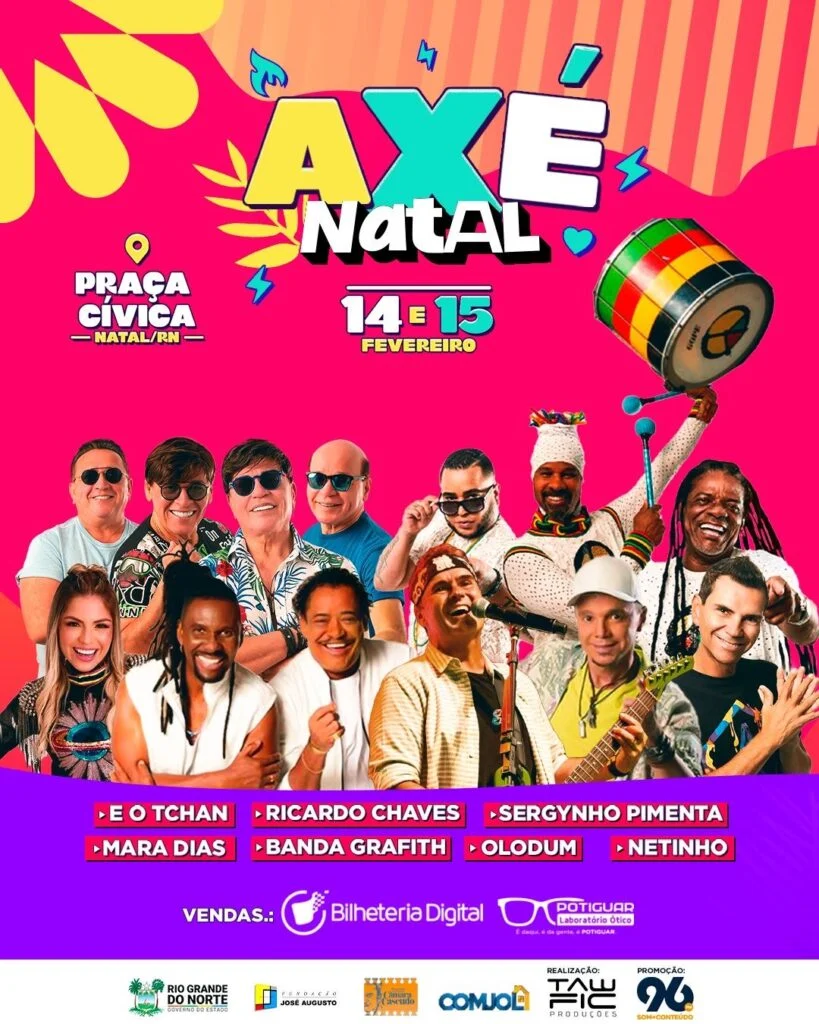 Natal terá prévia de Carnaval com Ricardo Chaves, Netinho, Grafith, Serginho Pimenta, Olodum e É o Tchan