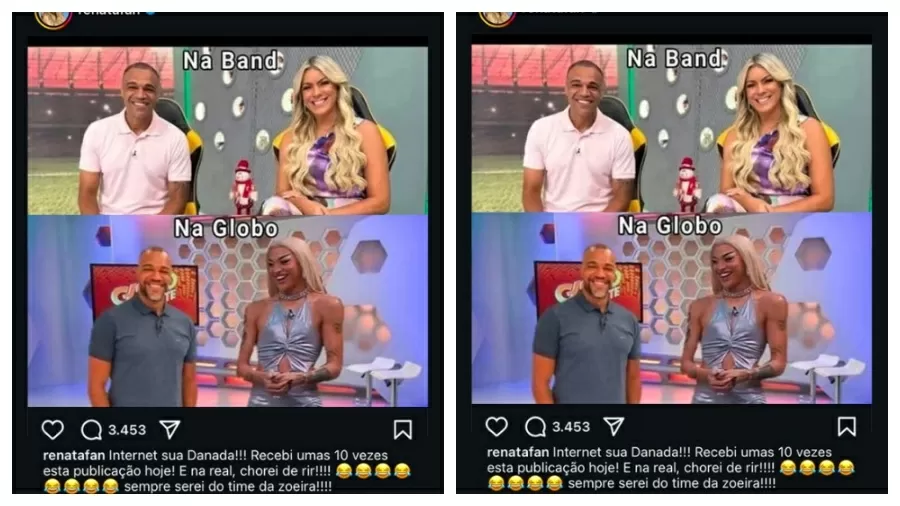 Renata Fan é acusada de homofobia após “brincar” com meme de Denilson