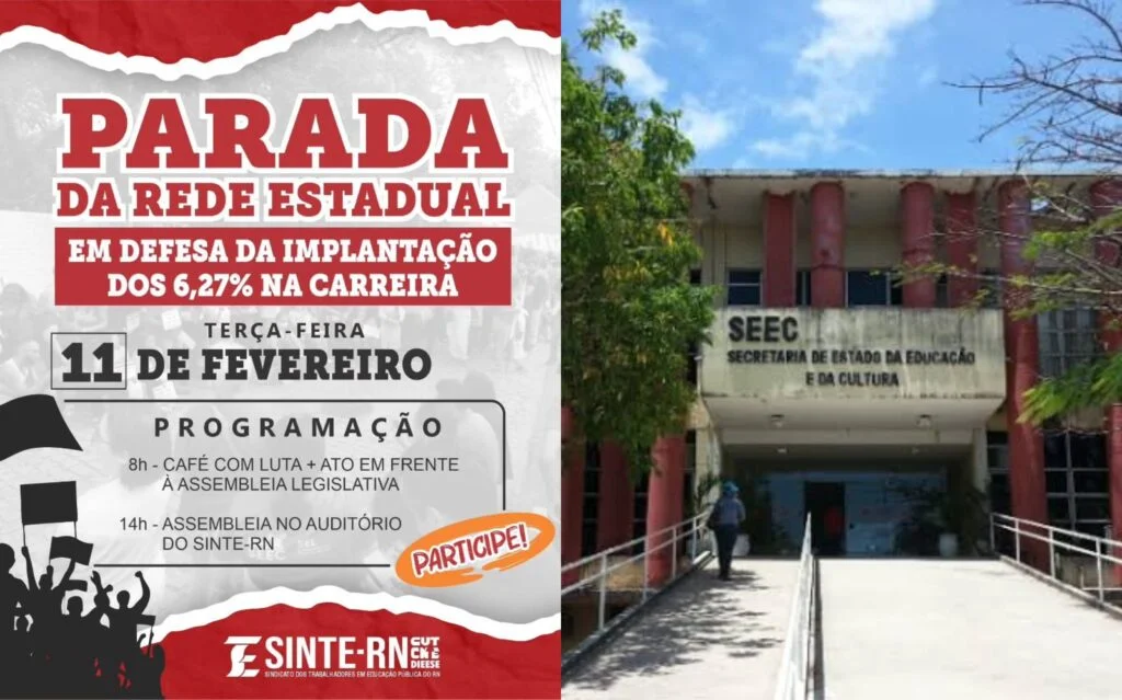 Professores da Rede Estadual do RN paralisam atividades nesta terça em defesa do piso salarial