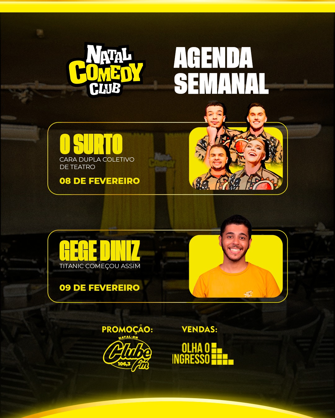 “O Surto” e “Titanic Começou Assim” celebram humor regional no Natal Comedy Club