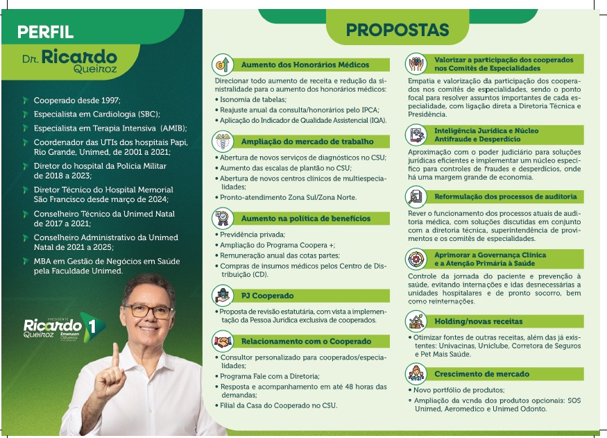 UNIMED NATAL: Chapa de Ricardo Queiroz lamenta ter propostas copiadas por grupo de Márcio Rêgo