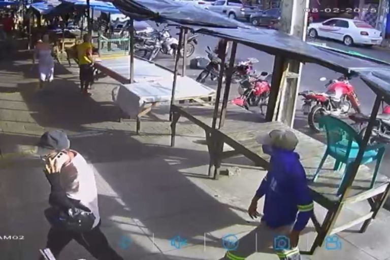 Dois homens, um vestido de gari, assaltam correspondente bancário em Macaíba