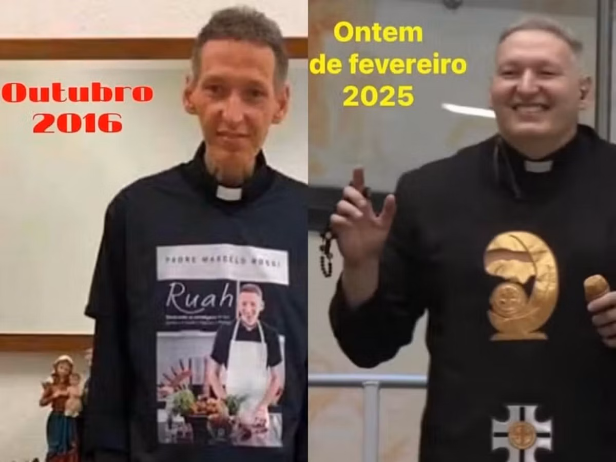 Padre Marcelo Rossi faz alerta e mostra antes e depois da depressão: 'Tem cura'