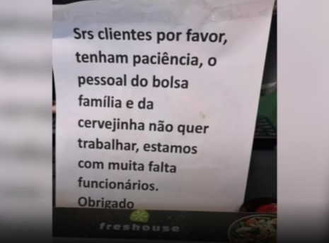 Restaurante culpa Bolsa Família e cervejinha por falta de funcionários