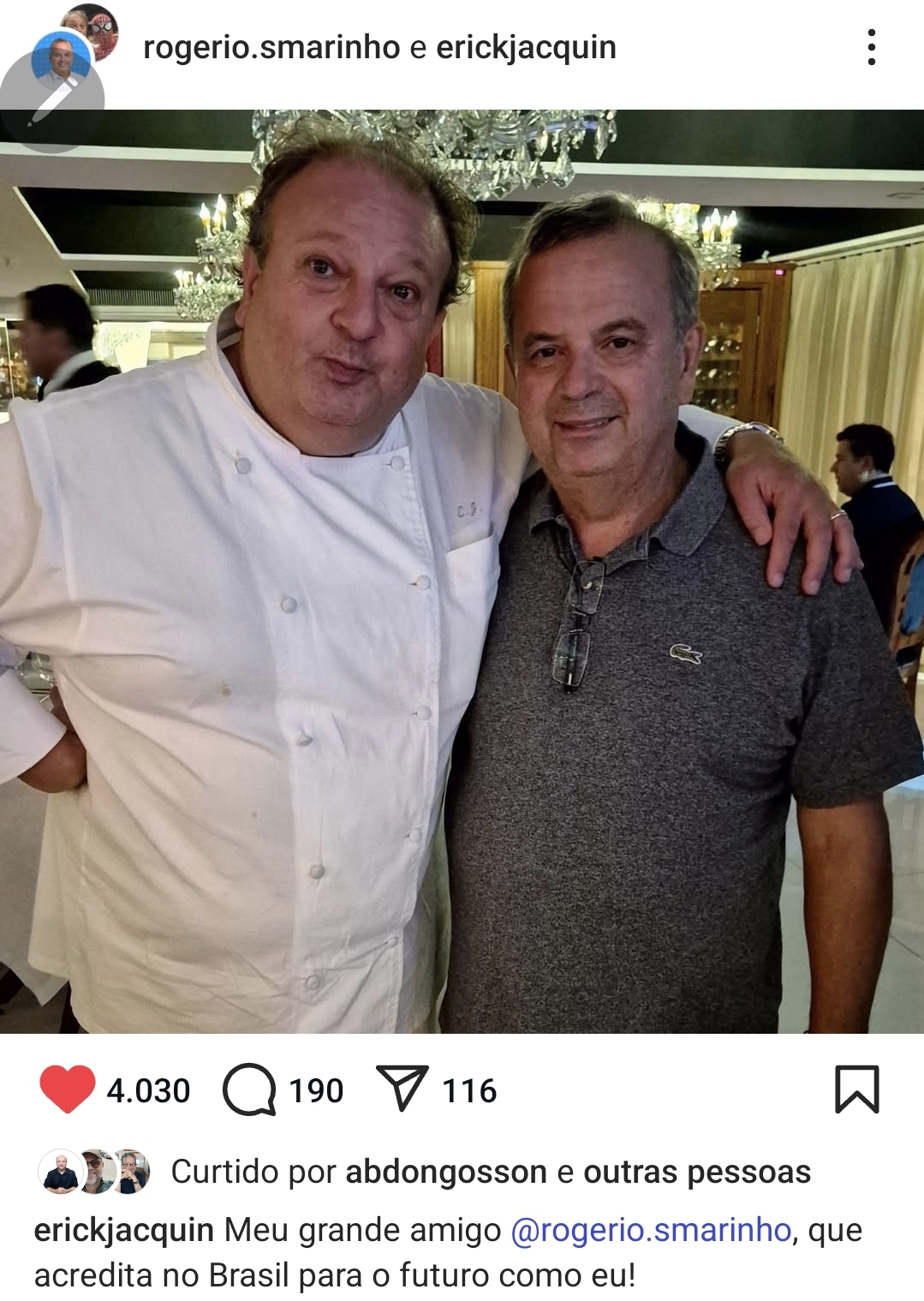 Erick Jacquin lança com sucesso novo menu de alta gastronomia em Natal, se revela "de direita" e leva à loucura a "petezada"