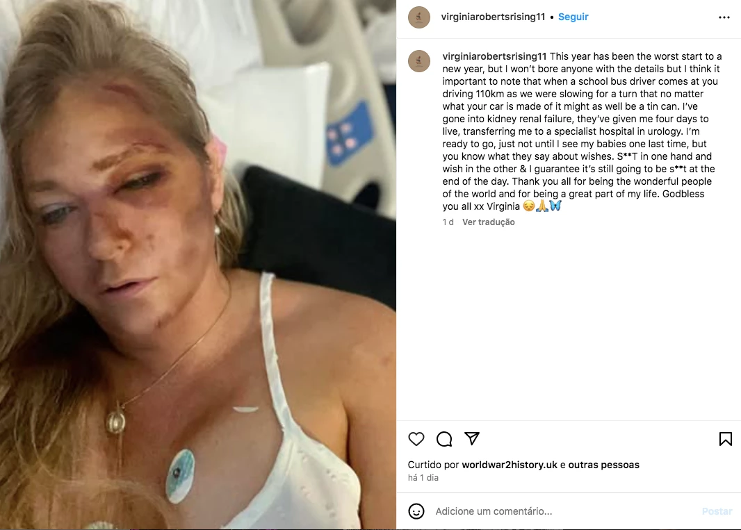 Mulher que acusou Epstein e príncipe Andrew de abusos diz que está perto de morrer